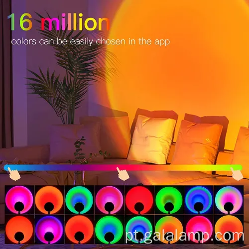 Lâmpada de pôr do sol da sala de estar com conectividade de aplicativo Tuya